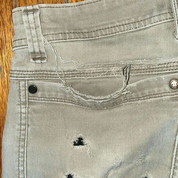 All-Terrain Gear Wrangler gray straight distressed frayed hem denim mens jeans - Picture 11 of 16